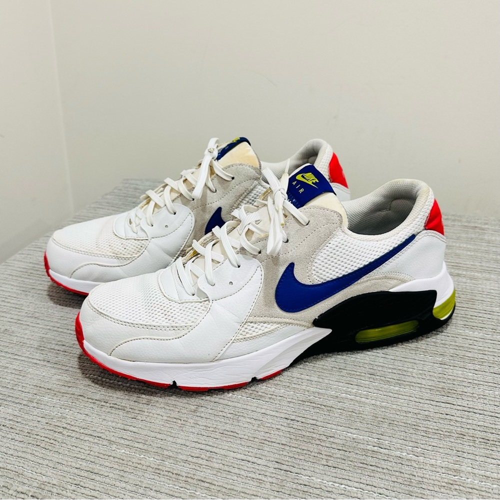 Size 12 -Nike Air Max Excee Hyper Blue White Red Leather Tan Suede (CD4165-101)